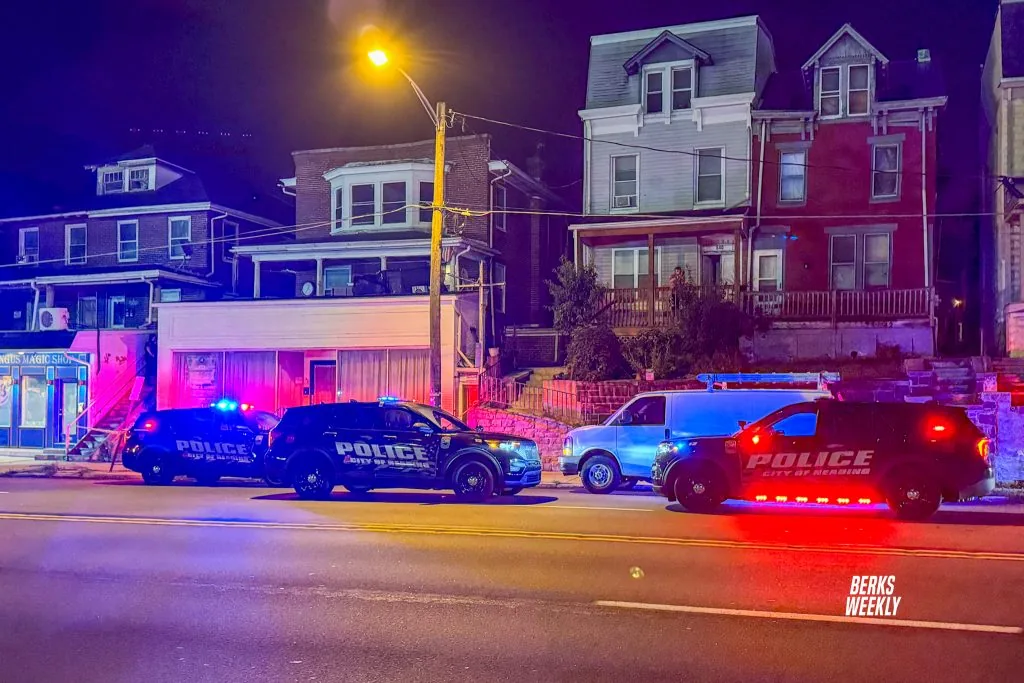 Police investigate a fatal shooting scene on Lancaster Avenue in Reading, Pennsylvania