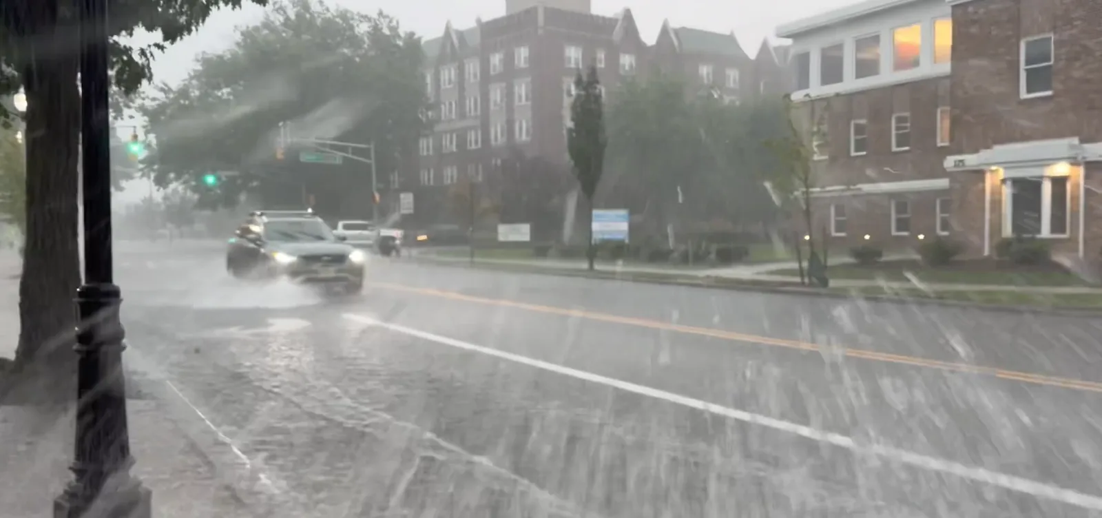 Storm clouds and flooding after severe thunderstorms moved across North Jersey